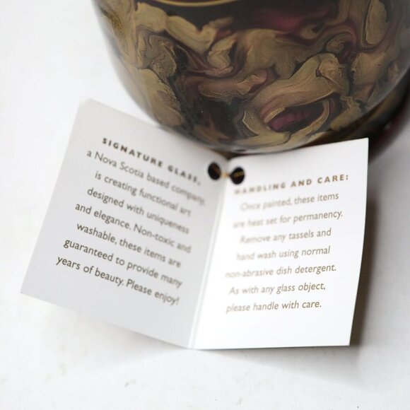 Vintage Signature Glass Handmade Vases Nova Scotia Artist Decor Burgund Gold NEW - Picture 9 of 11